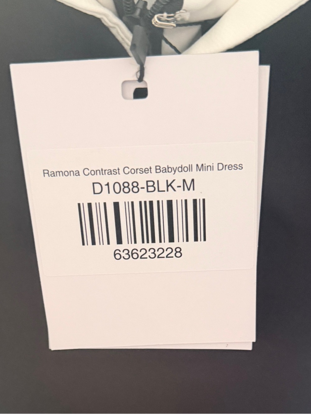 NWT LEAU Ramona Contrast Corset Babydoll Mini Dress Black White Size Medium - Picture 12 of 13